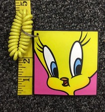 TM  Warner Bros 1992 Looney Tunes Tweety Bird Face Rubber Keychain Used