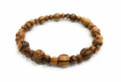Bethlehem Olive Wood Bead Bracelet Hand Made w/ 8mm & 5mm
