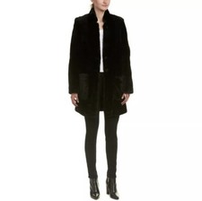 Karen Millen Luxury Toscana Sheepskin Coat Black Uk 10 Rrp £1400 Fully Lined