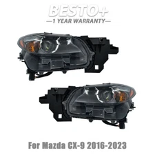 Fit For Mazda CX-9 2016-2023 Headlight Right Left Side Halogen LED Black Housing