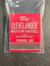 VINTAGE MATCHBOOK - THE CLEVELANDER MOTOR HOTEL - TWINSBURG, OH - UNSTRUCK!