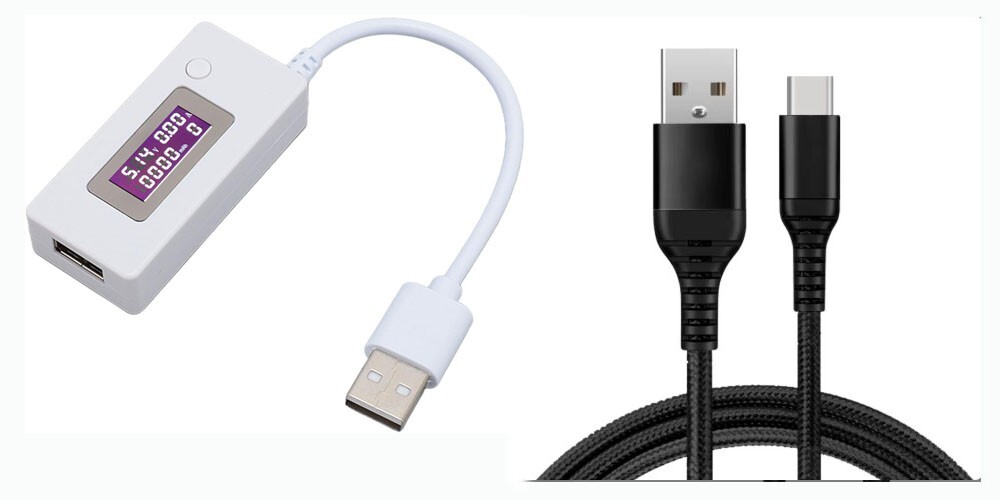 Cable Usb Tipo C Carga Rapida + Medidor de carga Voltios Amperios Tester