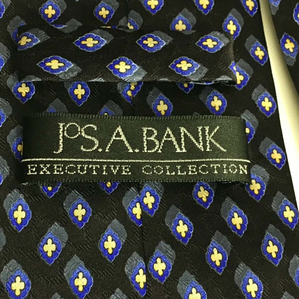 JOS. A. Corbata de seda geométrica para hombre BANK Executive Collection negra azul amarilla Foto 4 de 4
