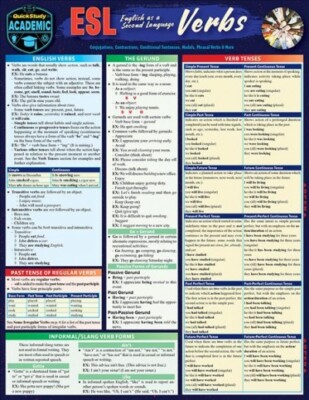 Esl - English As a Second Language - Verbs : A Quickstudy Reference Guide, Pa...