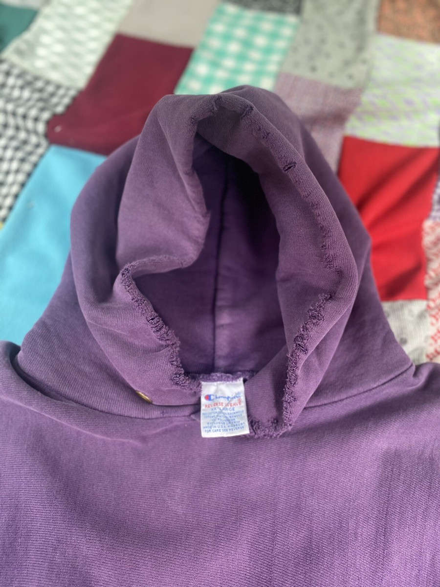 90's Champion Reverse Weave Hoodie XXL Purple Thrashed 23” X 33