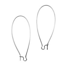 Gunmetal Plated Extra Large Kidney Ear Wires 50mm Nickel-Free 48 Pieces 24 pr