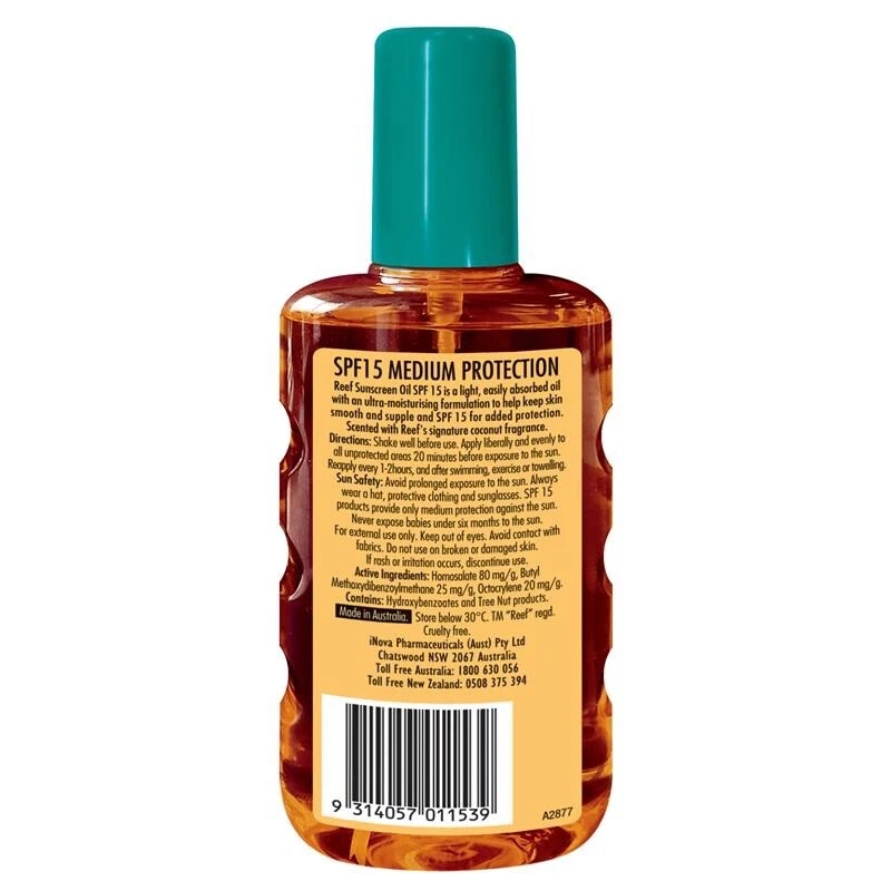 Aceite protector solar de arrecife spray aceite de coco FPS 15+ UVA UVB amplio espectro 220 ml Foto 2 de 2