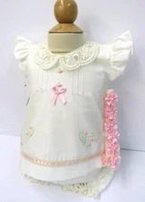 NWT Will'beth Ivory Lace Ribbon Dress 3pc & Bloomers Newborn NB Baby Girls