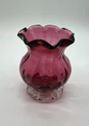 Vintage Fenton Glass Cranberry Ruffled Vase – Hand-Blown Art Glass