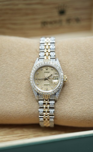 Ladies Steel & Gold Rolex Datejust 26mm 69173 Fully Diamond Factory Jubilee Dial - Picture 2 of 6