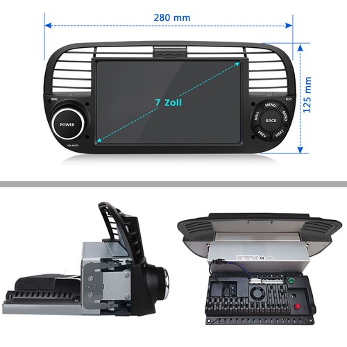 Für Fiat 500 2007-2015 7" 64G Android 13 Autoradio Carplay GPS Navi BT RDS WIFI - Bild 11 von 14