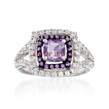 Natural Amethyst Gemstone with 925 Sterling Silver Ring for Women's 3732
