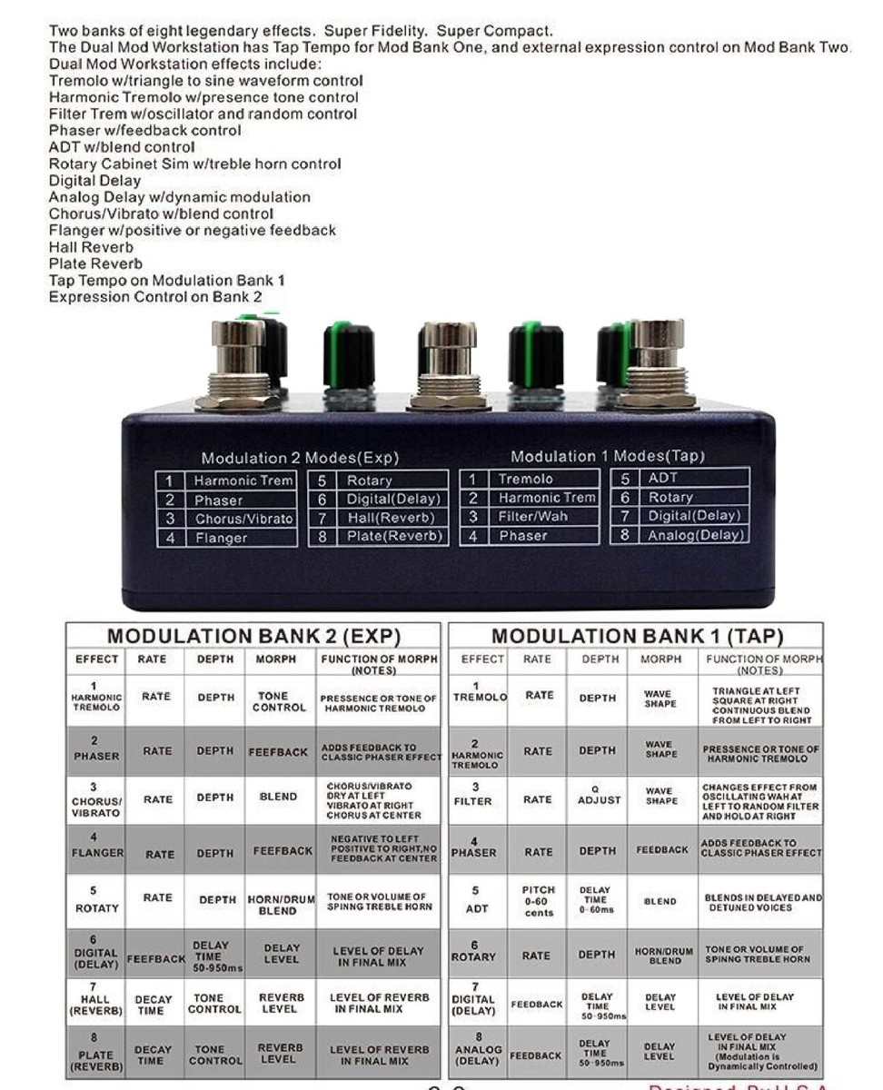 Demonfx DUAL MOD WORKSTATION Numerous Options Guitar Effect Pedal
