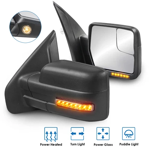 2PCS Power Heated Tow Mirrors w/ Streamer Signal For 2004-2014 Ford F150 Truck
