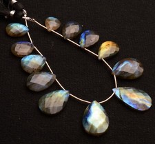 Natural Gem Rainbow Fire Labradorite 14x10 to 24x16 mm Long Pear Briolette 8"