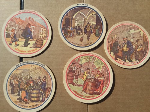Lot 13 Vintage Paper Coasters German Breweriana Hofbrau Advertise Collect Decor - Picture 2 of 3