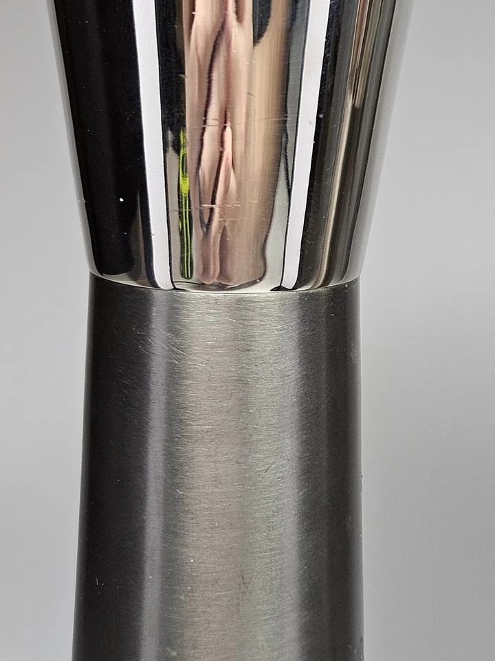 Crate and Barrel Metal Nickel Gray Taper Pair Candle Holders Candlesticks MCM - Image 3 of 4