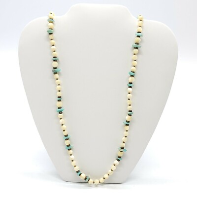 Miriam Haskell 1960s Opalescent Art Glass Faux Turquoise Beaded Necklace
