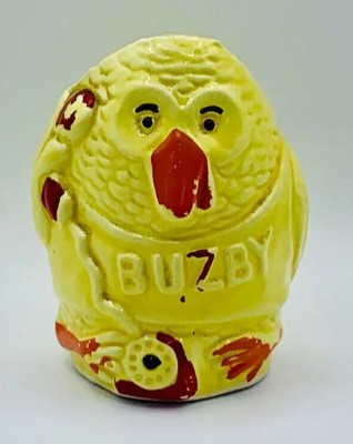 Rare Vintage Egg Cup Buzby British Telecom BT - 1970s Yellow Ceramic Retro Phone
