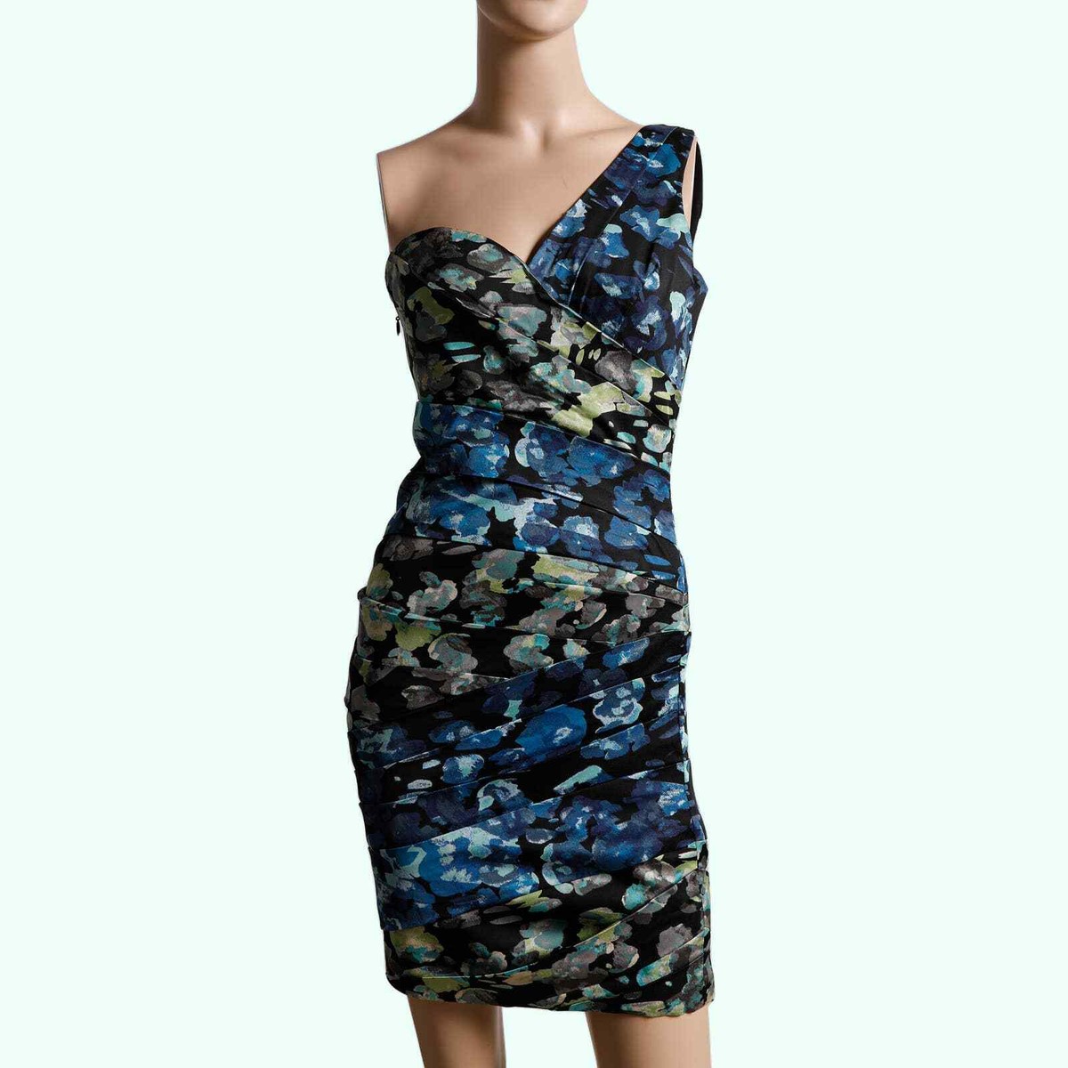 BCBGMAXAZRIA Multicolor Floral One Shoulder Mini Dress | eBay