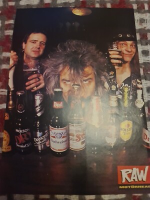 Vintage MOTORHEAD WURZEL PHILTHY PHIL CAMPBELL / JOHN MELLENCAMP A4 POSTER RAW