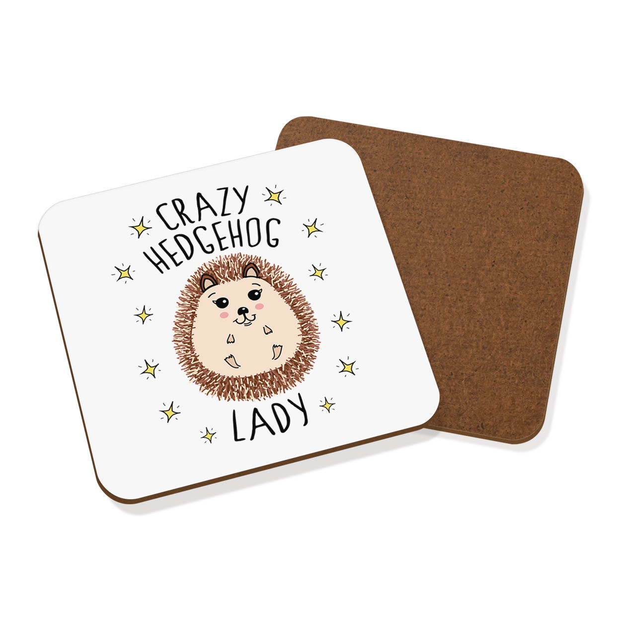 Crazy Hedgehog Lady Coaster Drinks Mat - Funny Cute