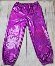 Shiny Metallic Stretchy Pants Purple XL Shimmery Cosplay Costume Disco Dance