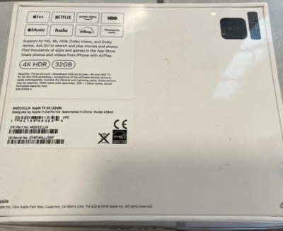 Apple TV 32GB 4K HD Media Streamer - Black (MQD22LL/A) for sale