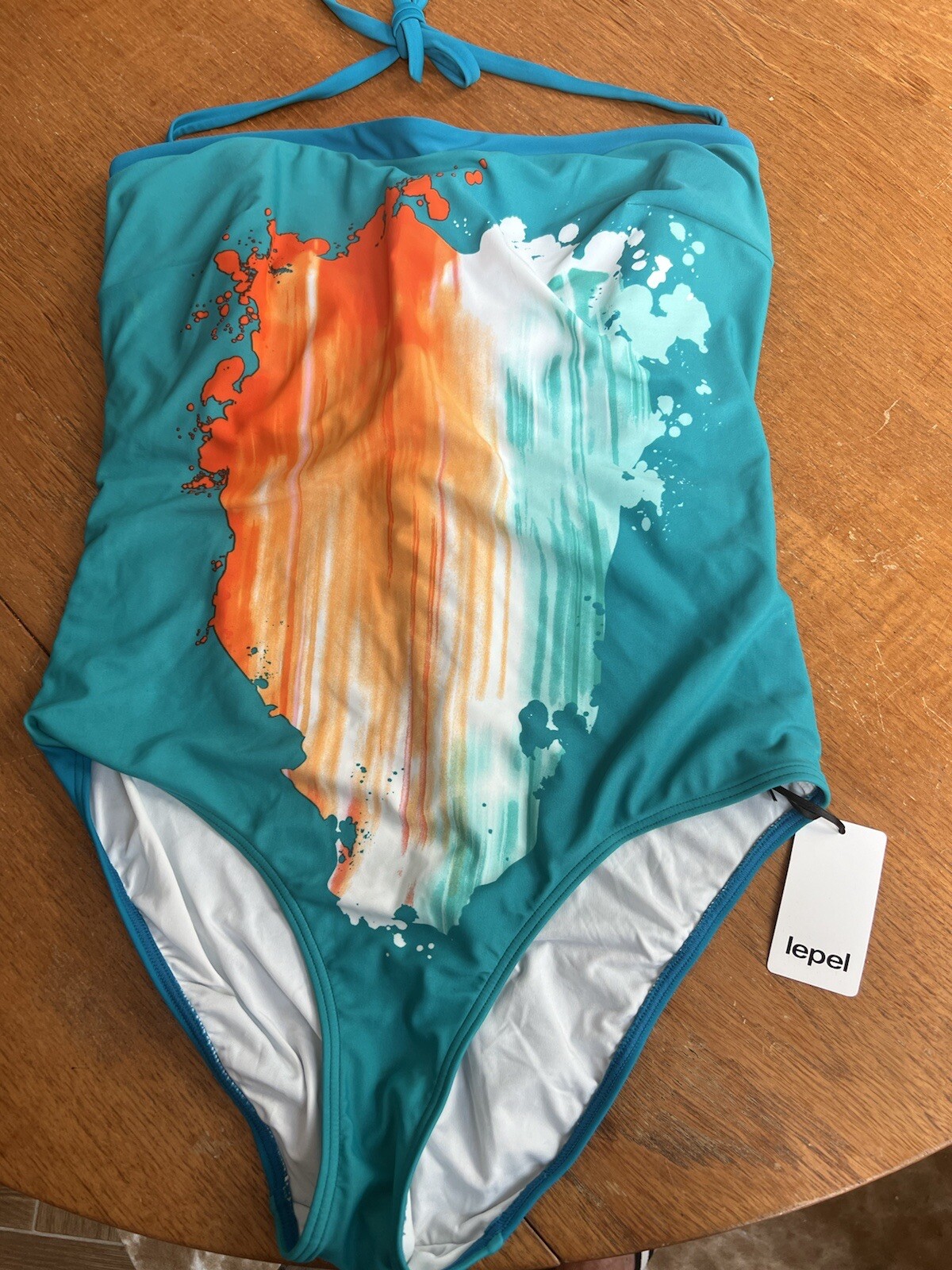 Traje de baño Level Turquoise Splash talla 36E nuevo con etiquetas con aros