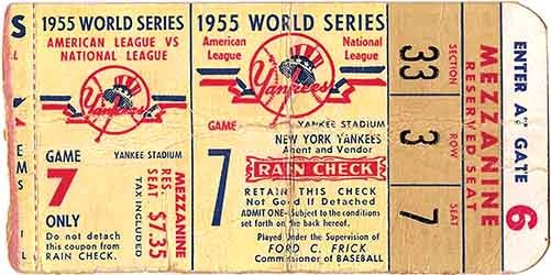 1955 world series mlb baseball ticket huge art print brooklyn dodgers