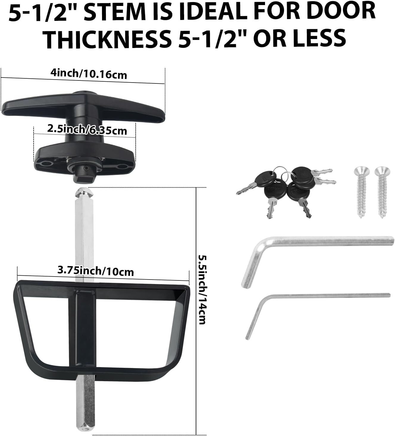 Shed Door Latch T-Handle Lock Kit with 5 KeysBTEOBFY 5-1/2" Stem Storage Barn...