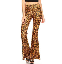 GLITTERY VIBES women's size M ANIMAL PRINT WIDE LEG FLARE PANT