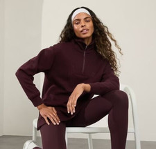 ATHLETA 1/2 Zip Cozy Karma Sweatshirt SIZE XS Spiced Cabernet NEW w/Tags