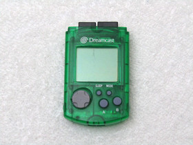 Official Sega Dreamcast Clear Green VMU HKT-7000 Memory /w New Batteries SCRATCH