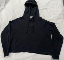 Nike Sportswear Women's Ribbed Relaxed Cropped Hoodie Black DQ3540 010 SZ M
