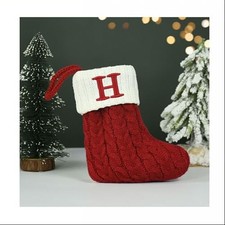 Christmas Stockings with Initials, 7.1 Inches Small Embroidered Letter Knit H