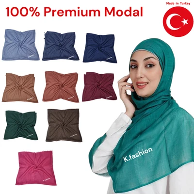 KIRAN FASHION New ULTRA SOFT Premium 100% Modal Plain Maxi Hijab Scarf Shawl Wrap for Women