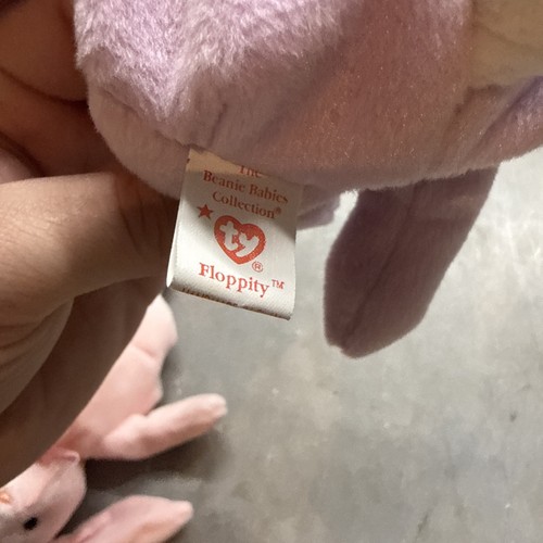 2er Set Ty Beanie Baby Hasen Hasen - Hoppity & Floppity 1996 Vintage - Bild 10 von 11