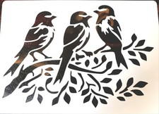 Birds on a Tree Branch- Stencil For Painting Country Rustic Wood Craft Signs Art