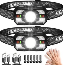 Head Torch Rechargeable, 2 Packs Super Bright 2000 Lumens LED Headlamp Headligh