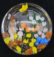 paperweight #86 Rick Ayotte Squirrel, Mushroom, butterfly, Flowers 3.5