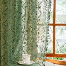 Dark Green Lace Curtains 63 Inch 2 52"W x 63"L Pack of 2 Dark Oliver Green