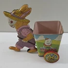 Vintage J. Chein Tin Rabbit Pulling Cart Humpty Dumpty USA 7.5" x 7.75" x 4"