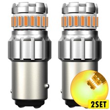 4x Amber Yellow 7528 1157 LED Reverse Turn DRL Signal Parking Bright Light Bulbs