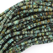 Natural Green African Turquoise Heishi Disc Beads 15" Strand 4mm 6mm