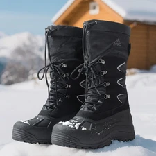 Men's Waterproof Winter Snow Boots Insulated Fur Lined Lightweight Tall Boots