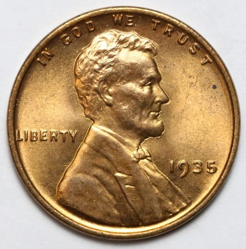 New Listing1935 1c Lincoln Wheat Cent Uncirculated - RAW - RED - Nice Penny