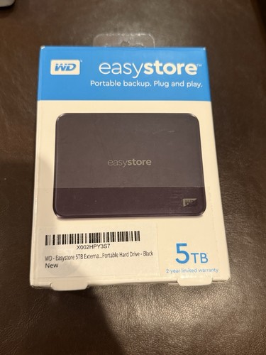 WD Easystore 5TB External Portable Hard Drive Black Used