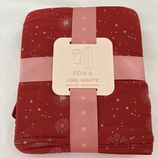 Soma Cool Nights Packaged Short-Sleeve Pant Pajama Set- FIRST NIGHT RED/FOIL Med