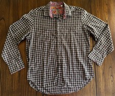 Robert Graham Shirt Mens XL Purple Plaid Paisley Flip Cuff Button Up Long Sleeve